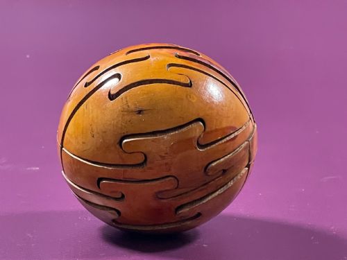 ANTIQUE TREEN PUZZLE BALL - ADDITIONAL PHOTO 1