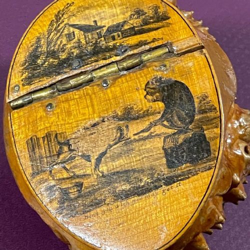 ANTIQUE BURR ROOT SCOTTISH SNUFF BOX TREEN - ADDITIONAL PHOTO 2