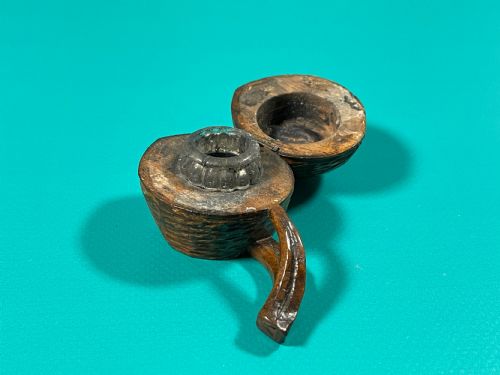 ANTIQUE CARVED NUT INK WELL - ADDITIONAL PHOTO 7