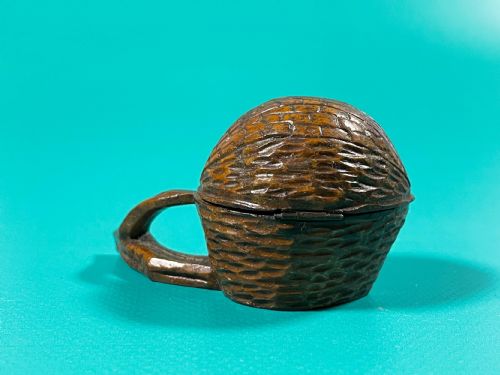 ANTIQUE CARVED NUT INK WELL - ADDITIONAL PHOTO 8