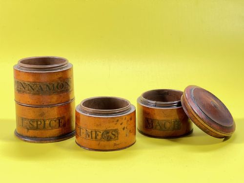 ANTIQUE CHERRY WOOD SPICE TOWER TREEN - ADDITIONAL PHOTO 2