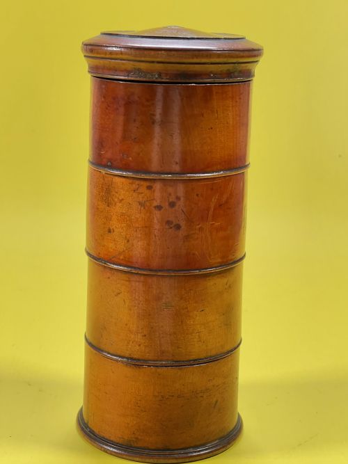 ANTIQUE CHERRY WOOD SPICE TOWER TREEN - ADDITIONAL PHOTO 3