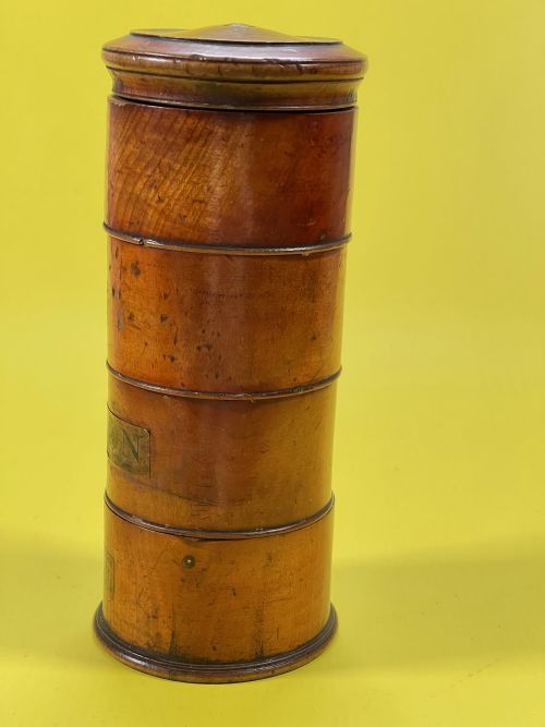 ANTIQUE CHERRY WOOD SPICE TOWER TREEN - ADDITIONAL PHOTO 4