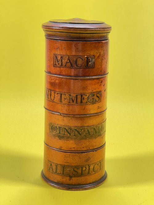 ANTIQUE CHERRY WOOD SPICE TOWER TREEN - ADDITIONAL PHOTO 5