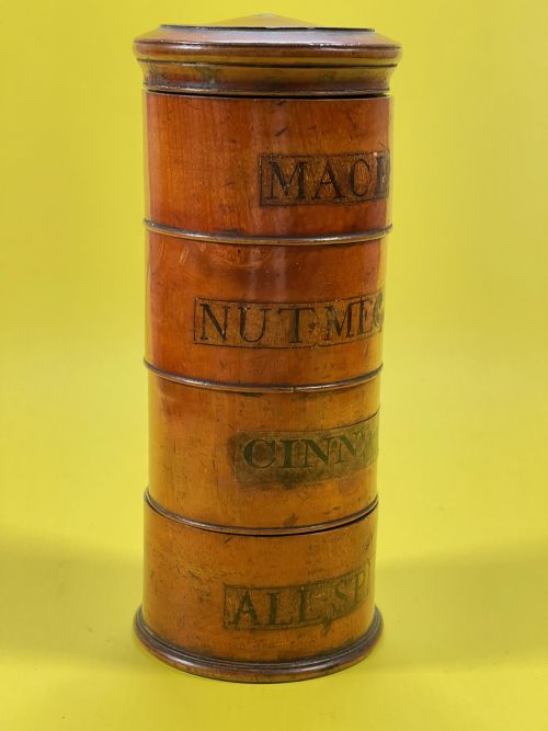 ANTIQUE CHERRY WOOD SPICE TOWER TREEN - ADDITIONAL PHOTO 6
