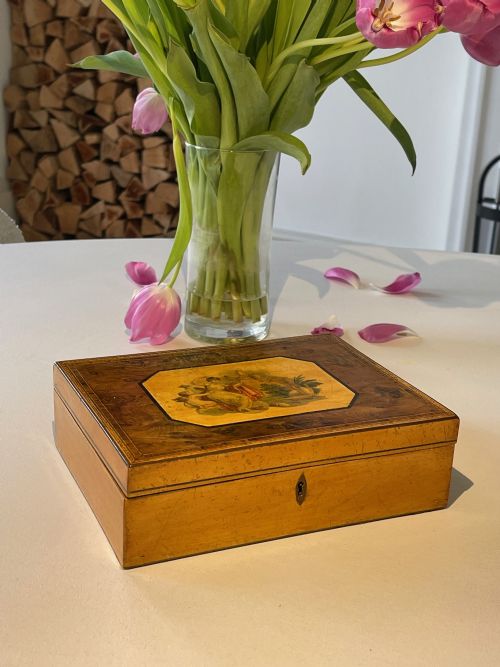 ANTIQUE GEORGIAN SEWING BOX FULL OF MANY OF THE ORIGINAL SEWING TOOLS - ADDITIONAL PHOTO 12