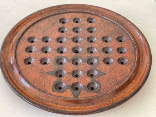 ANTIQUE SOLITAIRE GAME VICTORIAN GLASS MARBLES - ADDITIONAL PHOTO 4