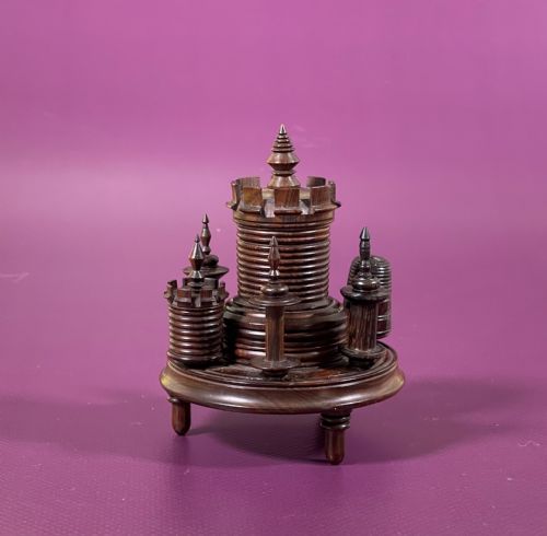 AN ANTIQUE ROSEWOOD CASTLE SEWING COMPANION - ADDITIONAL PHOTO 1