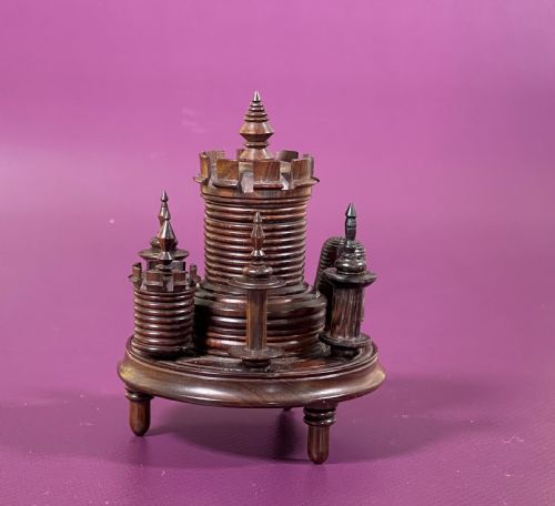 AN ANTIQUE ROSEWOOD CASTLE SEWING COMPANION - ADDITIONAL PHOTO 4