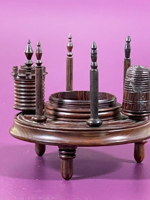 AN ANTIQUE ROSEWOOD CASTLE SEWING COMPANION - ADDITIONAL PHOTO 5