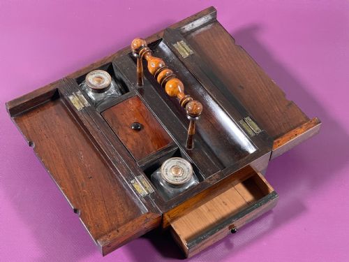 ANTIQUE ROSEWOOD DESK TIDY WRITING BOX - ADDITIONAL PHOTO 1