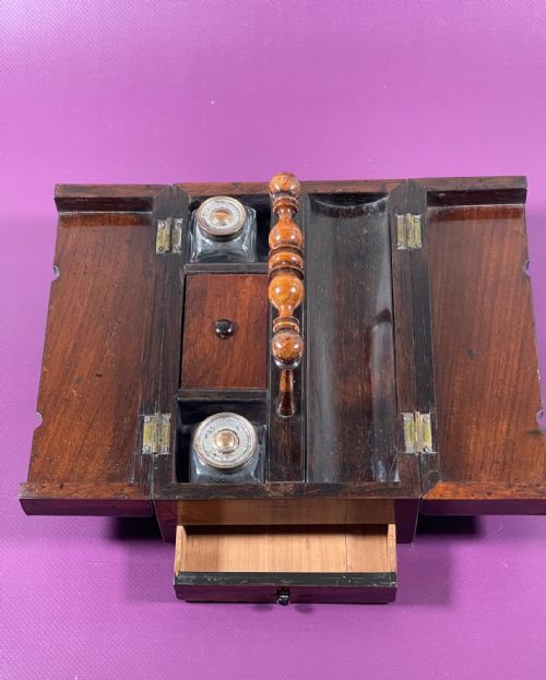ANTIQUE ROSEWOOD DESK TIDY WRITING BOX - ADDITIONAL PHOTO 3