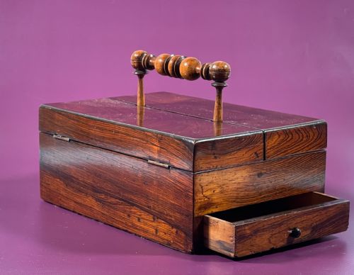 ANTIQUE ROSEWOOD DESK TIDY WRITING BOX - ADDITIONAL PHOTO 4
