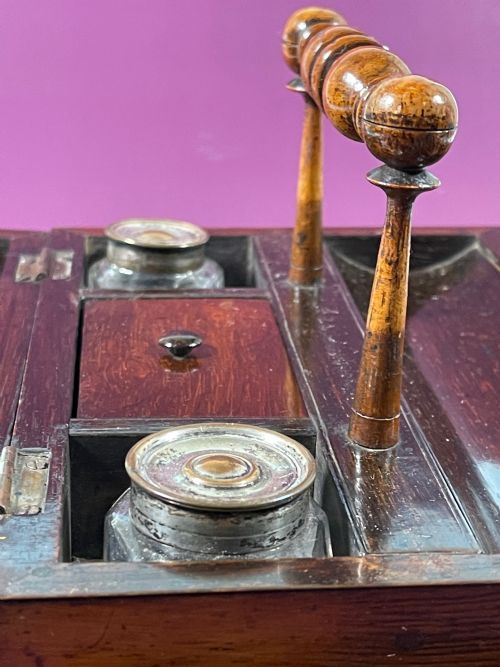 ANTIQUE ROSEWOOD DESK TIDY WRITING BOX - ADDITIONAL PHOTO 5