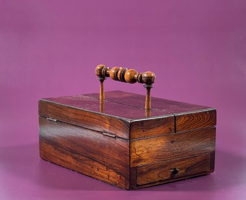 ANTIQUE ROSEWOOD DESK TIDY WRITING BOX - ADDITIONAL PHOTO 6