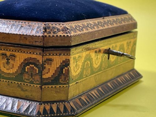ANTIQUE TUNBRIDGE WARE SEWING BOX PIN CUSHION - ADDITIONAL PHOTO 4