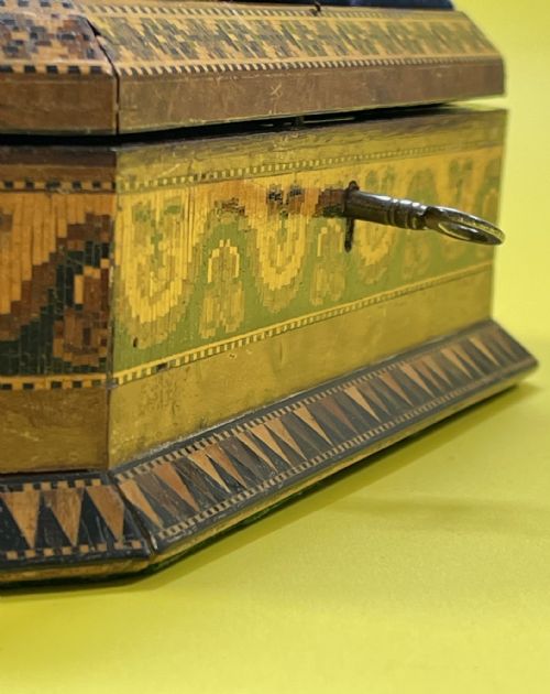 ANTIQUE TUNBRIDGE WARE SEWING BOX PIN CUSHION - ADDITIONAL PHOTO 5