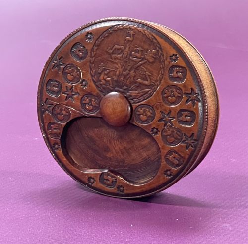 antique treen misers snuff box stags birds hearts - CATEGORY: ANTIQUE BOXES - DATED 19TH CENTURY