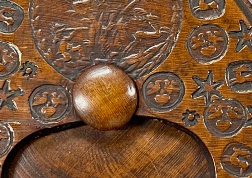 ANTIQUE TREEN MISERS SNUFF BOX STAGS BIRDS HEARTS - ADDITIONAL PHOTO 4