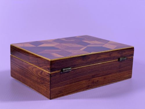 ANTIQUE TUNBRIDGE WARE BOX TUMBLING BLOCK LID - ADDITIONAL PHOTO 12