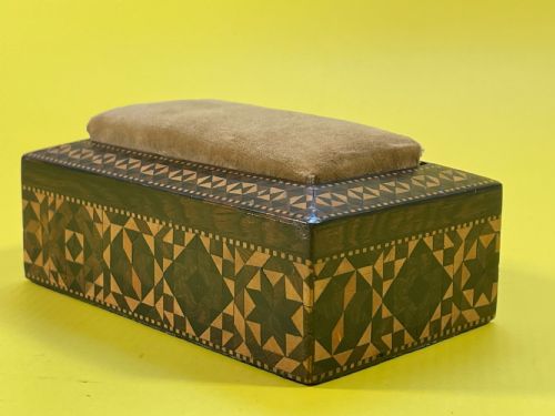 ANTIQUE TUNBRIDGE WARE WEIGHTED PIN CUSHION - ADDITIONAL PHOTO 1