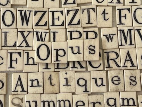 ANTIQUE ALPHABET SPELLING BOX BONE DOUBLE SIDED LETTER TILES - ADDITIONAL PHOTO 6