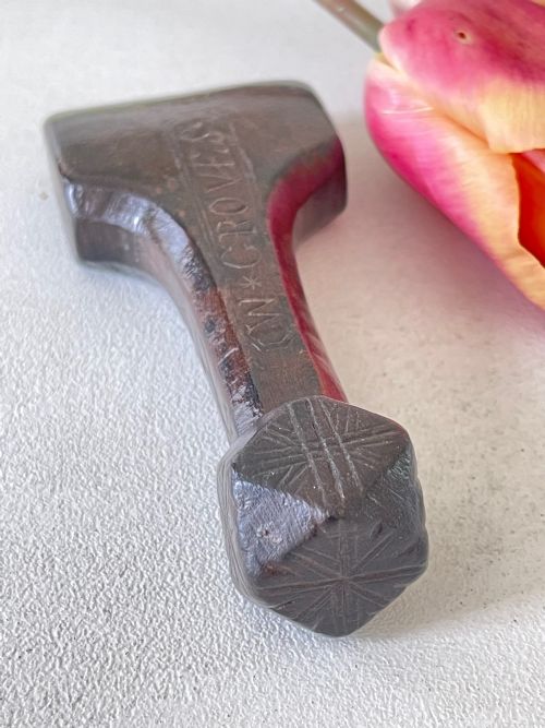 A VERY GOOD ANTIQUE TREEN SAILOR'S RUBBER FACETED HANDLE - ADDITIONAL PHOTO 6