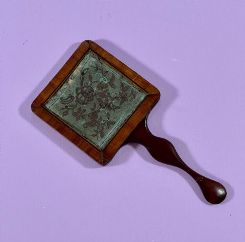 an unusual georgian mahogany hand mirror - CATEGORY: ANTIQUE MIRRORS - DATED GEORGIAN