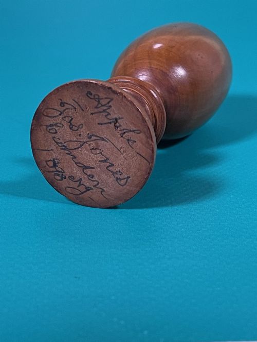 ANTIQUE TREEN GOBLET DATED MADE FROM APPLE WOOD - ADDITIONAL PHOTO 1