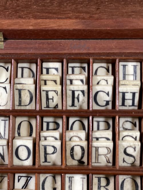 ANTIQUE BONE ALPHABET SET BOX - ADDITIONAL PHOTO 1