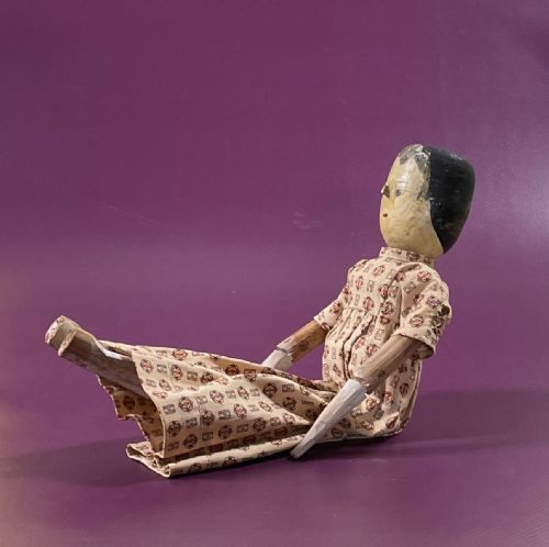 antique peg jointed wooden grodnertal type doll - CATEGORY: ANTIQUE MISCELLANEOUS - DATED 1910