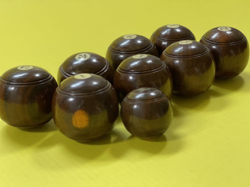 a set of mini indoor carpet bowls - CATEGORY: ANTIQUE MISCELLANEOUS - DATED 19TH CENTURY