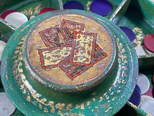 ANTIQUE POPE JOAN GAME WITH BONE COUNTERS - ADDITIONAL PHOTO 2