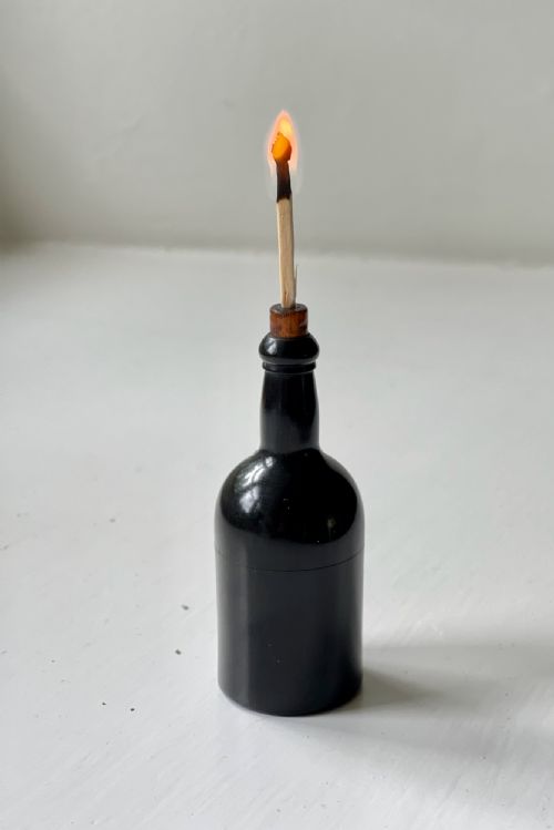 AN UNUSUAL ANTIQUE TREEN GO TO BED SHAPED AS A WINE BOTTLE - ADDITIONAL PHOTO 2