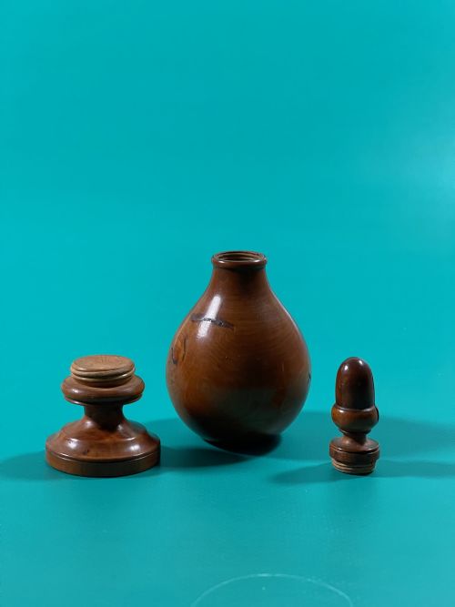 ANTIQUE TREEN BOXWOOD SPICE FLASK - ADDITIONAL PHOTO 3