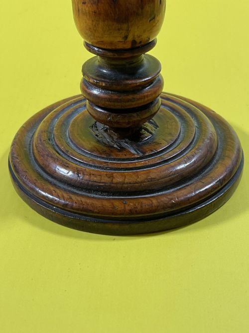 A 19TH CENTURY ANTIQUE TREEN FRUIT WOOD CANDLE STICK - ADDITIONAL PHOTO 4