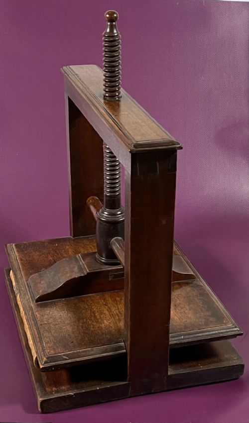 ANTIQUE MAHOGANY BOOK PRESS - ADDITIONAL PHOTO 2
