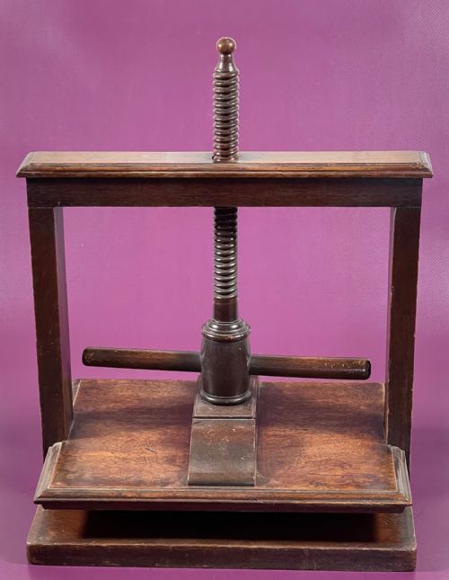 ANTIQUE MAHOGANY BOOK PRESS - ADDITIONAL PHOTO 6