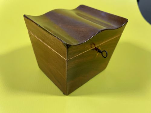 ANTIQUE GEORGIAN TEA CADDY SERPENTINE SHAPED TOP - ADDITIONAL PHOTO 3