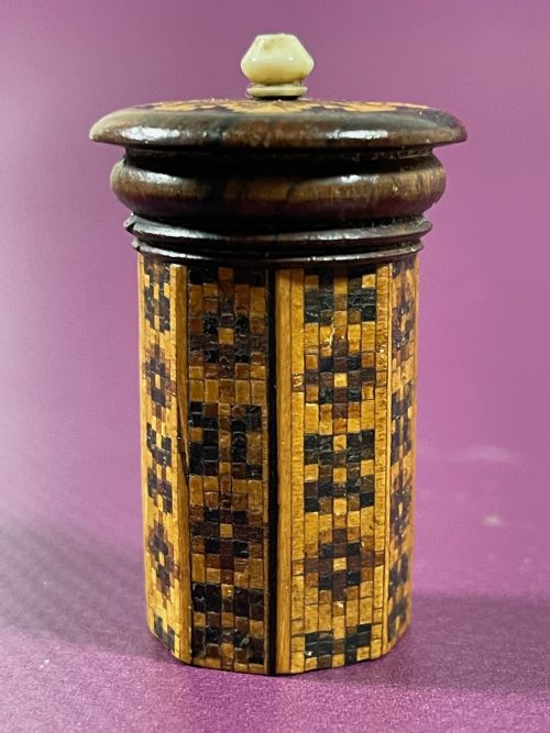 antique treen tunbridge ware go to bed octagonal - CATEGORY: ANTIQUE LIGHTING - DATED 19TH CENTURY