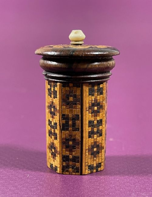 ANTIQUE TREEN TUNBRIDGE WARE GO TO BED OCTAGONAL - ADDITIONAL PHOTO 1