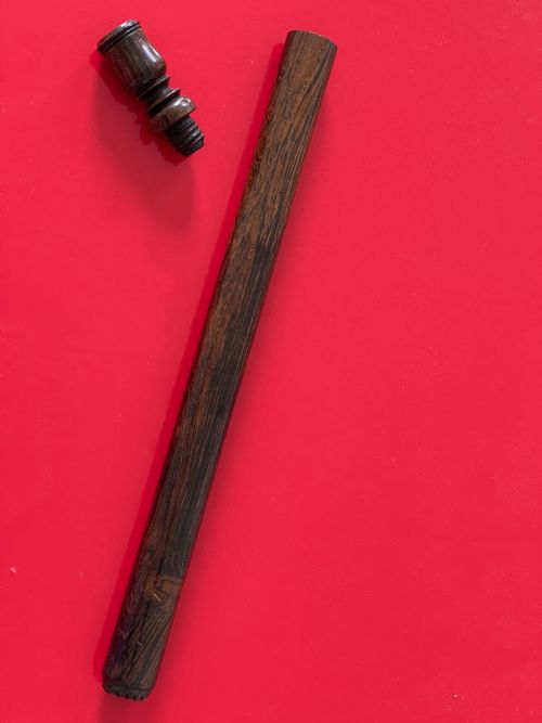 A COMBINED ANTIQUE ROSEWOOD RULER SEAL CANDLE HOLDER - ADDITIONAL PHOTO 3