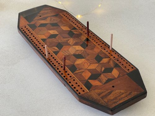 ANTIQUE TUNBRIDGE WARE CRIBBAGE BOARD PEGS - ADDITIONAL PHOTO 4