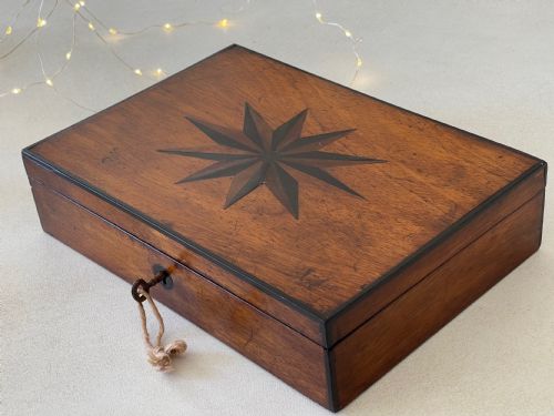 antique inlaid star box - CATEGORY: ANTIQUE BOXES - DATED 19TH CENTURY