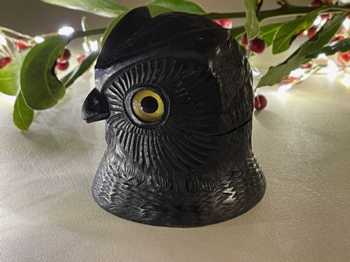 ANTIQUE BLACK FOREST CARVED OWL INK WELL - ADDITIONAL PHOTO 2