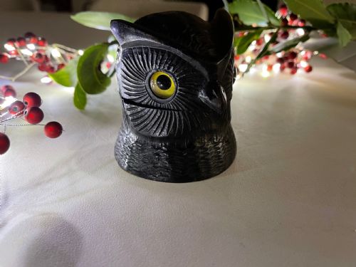 ANTIQUE BLACK FOREST CARVED OWL INK WELL - ADDITIONAL PHOTO 3