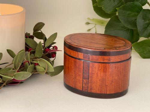 a miniature georgian oval tea caddy - CATEGORY: ANTIQUE BOXES - DATED GEORGIAN