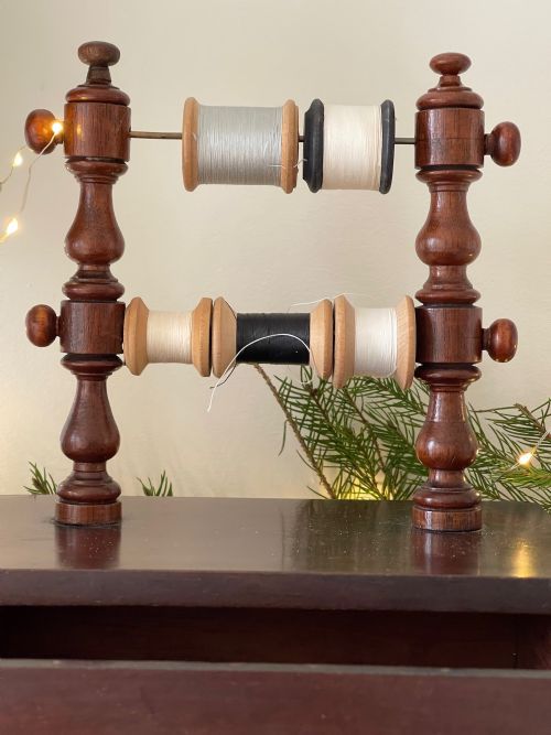 ANTIQUE MAHOGANY SEWING COMPANION - ADDITIONAL PHOTO 1