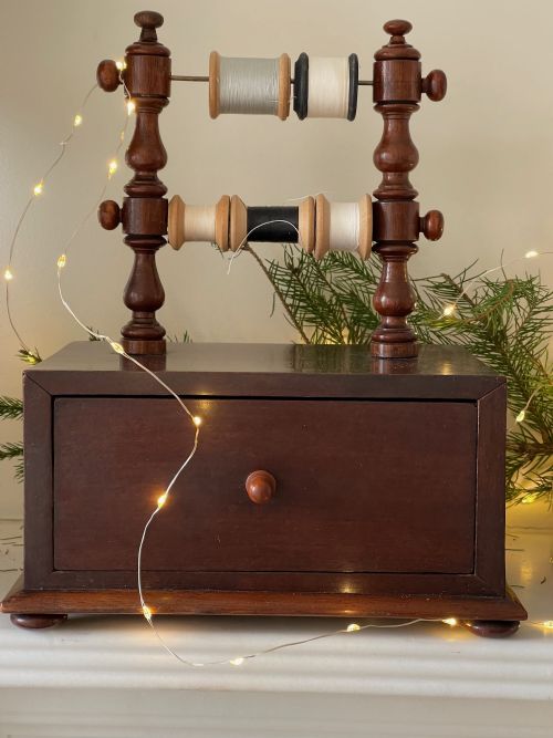 ANTIQUE MAHOGANY SEWING COMPANION - ADDITIONAL PHOTO 3