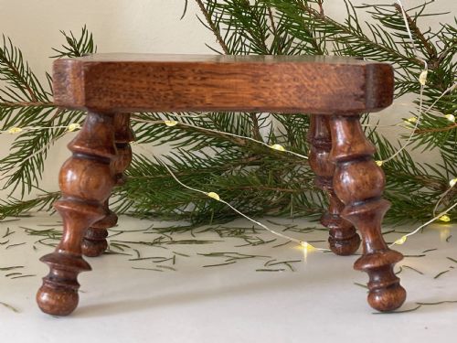 ANTIQUE TREEN DRESSER STOOL OR CANDLE STOOL - ADDITIONAL PHOTO 5